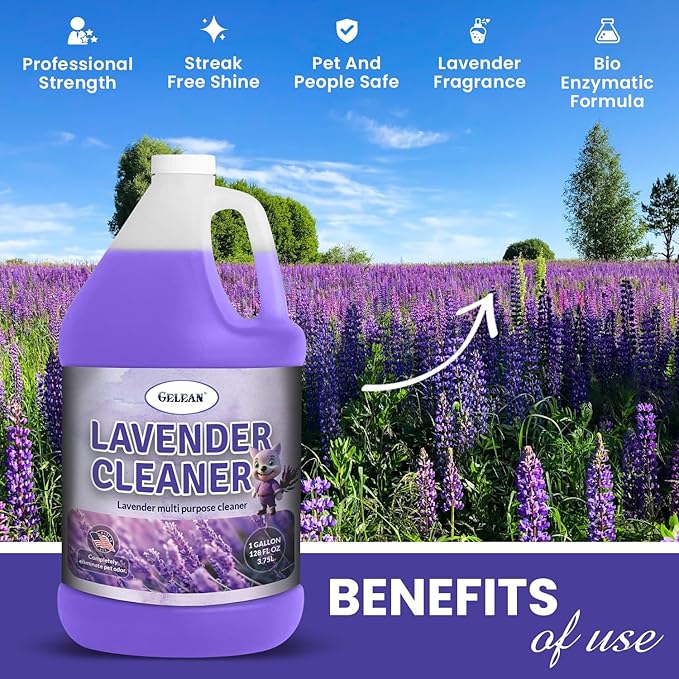 LAVENDER Multi Purpose Cleaner & Deodorant - MADE IN USA - Concentrate Lavander cleaner - Strong Odor Floor Cleaner - Floor Cleaner Odor eliminator 128oz