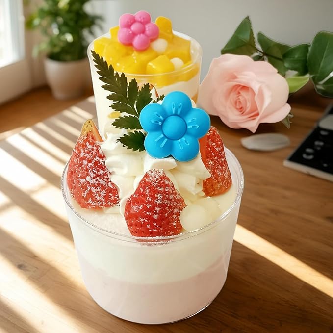 Small Flower Candy Molds Silicone Chocolate Gummy Molds, Blossom Silicone Fondant Cake Mold Mint Molds with Scraper (flower)