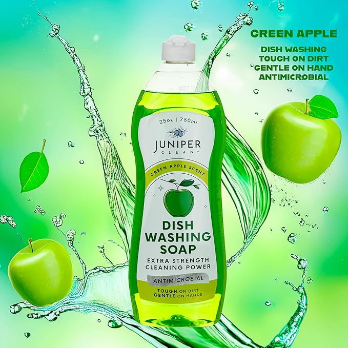 Dish Soap, Green Apple Scent, Liquid Dish Washing Soap Squeeze Bottle 25 Fl Oz (Pack of 1)