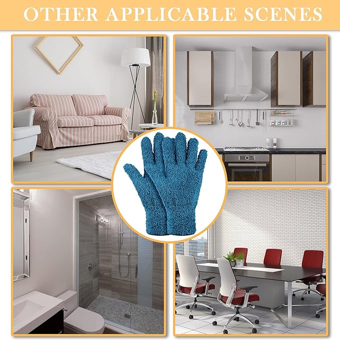 Patelai 3 Pairs Microfiber Plant Dusting Gloves Leaf Cleaning Gloves for Indoor Plants, Blinds, Furniture, House(Large,Dark Blue, Gray, Khaki)