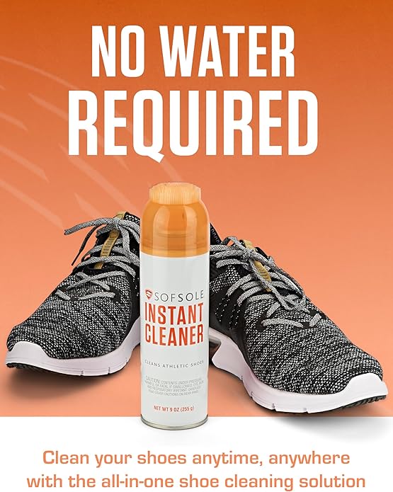 SOFSOLE Instant Cleaner 5 oz or 9 oz - Deep Cleaning Foaming Action Lifts Dirt & Debris from Toughest Fabrics & Materials - Scrub Top Applicator - Refreshing Scent - Athletic Shoes & Footwear