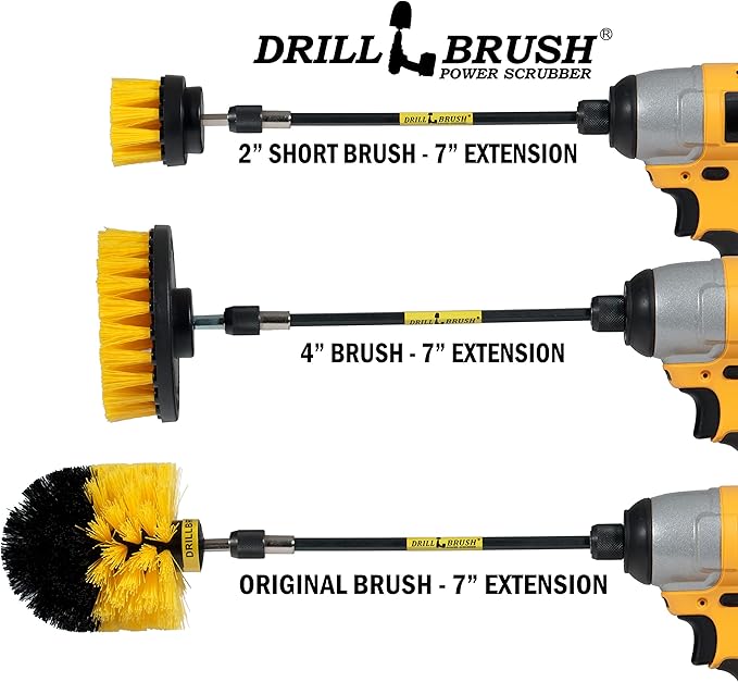 Drillbrush Power Scrubber Brush Set - Drill Brush Attachment - Bathroom Cleaner Scrub Brush - Toilet Brush Cleaning Supplies - Glass Shower Door Cleaner - Powered Tile Cleaner Bathtub Scrubber