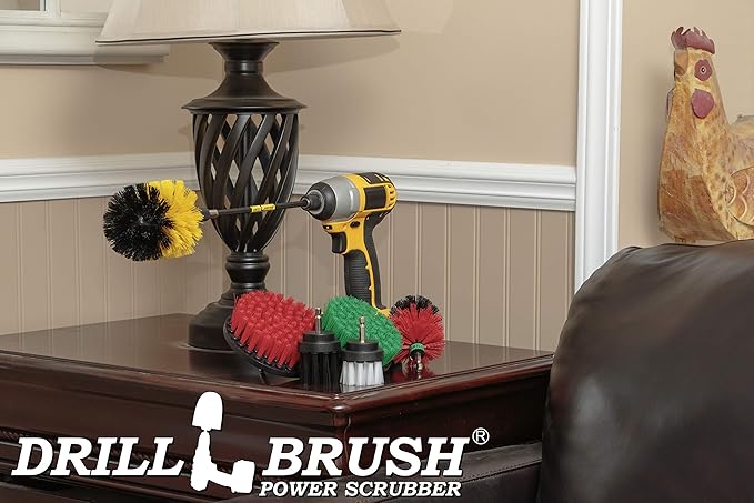 Ultimate Drillbrush Variety Kit with Long Reach Extension - Power Scrubber - Glass Cleaner - Bathroom Accessories - Shower Cleaner - Kitchen Accessories - Deck Brush – Grout Cleaner - Garden Statues