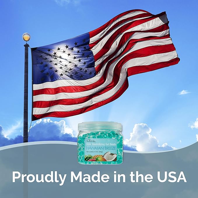 Clear Air Odor Eliminator Gel Beads - 12 oz, Pack of 2 - Air Freshener Made with Essential Oils - Eliminates Odors in Bathrooms, Cars, Boats, RVs & Pet Areas - Hawaiian Breeze Scent