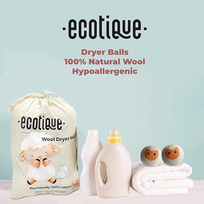 Wool Dryer Balls 6-Pack XL 100% New Zealand Wool Reusable for 1000+ Loads Baby-Safe Chemical-Free Natural Fabric Softener Reduces Drying Time Wrinkles Static Dryer Sheet Alternative