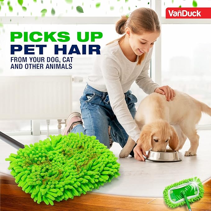 VanDuck Dust Mop Refill Compatible with Swiffer Sweeper (6 Pack) - Microfiber Pet Heavy Duty Dry Cloth Refills - Reusable Mop Pad (Handle is Not Included)