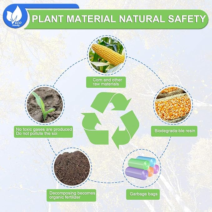 Small Garbage Bags 2.6 Gallon Colorful Biodegradable Trash Bags,120 Counts Bathroom Garbage Bags Unscented Wastebasket Liners for Office, Bedroom,Living Room 7-10L