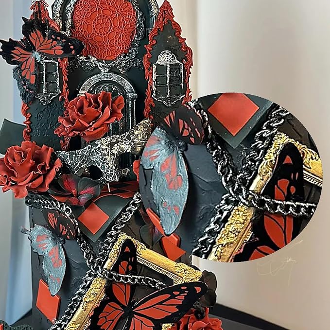 1 Pcs Baroque Cake Decoration Fondant Mold, Cuban Chain Chocolate Silicone Mold, for Kitchen Baking Biscuit Candy Cupcake Toppers Dough Gum UV Resin Clay