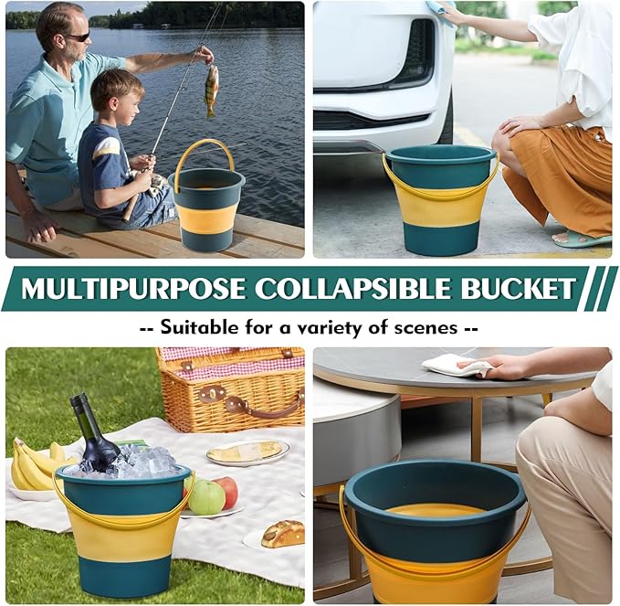 Collapsible Bucket 1.3 Gallon/5L Small Plastic Buckets Household Cleaning Mop Buckets Foldable Water Bucket for Car Wash Fishing Camping Beach (Blue)