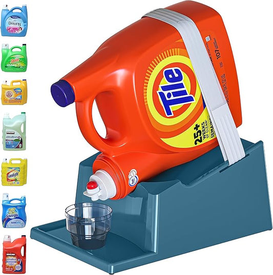 TidyFriend Laundry Detergent Holder Stand with Tray, Laundry Detergent Stand with Non-Slip Rubber Feet for Laundry Room Organization, Easy Pour, No Tilt Design (Slate Grey)