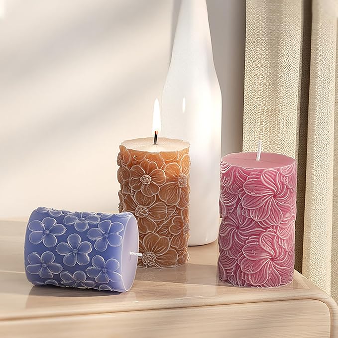 Flower Petal Cylinder Candle Mold - Resin Casting Silicone Molds for Home Decor & Candle Making Wave Spiral Mold