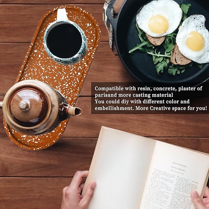 Wehous 3PCS Oval Tray Silicone Molds, Different Size Tray Resin Concrete Mold Large Rolling Tray Molds Storage Molds for Epoxy Resin Casting Container Candle Jewelry Holder Plates Mold Craft Decor