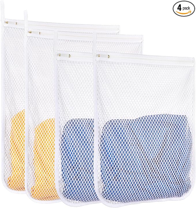 4 pcs Durable Honeycomb Mesh Laundry Bags for Delicates 16" x 19" (2 Large) 12" x 15" (2 Medium)