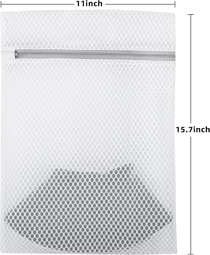 Laundry Bags 4 Pcs Mesh - 12 x 16 Inches, Durable Zipper Mesh Wash Bags for Delicates & Traveling