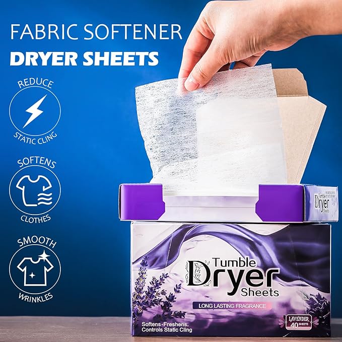 Hushee 600 Count Dryer Sheets Bulk Natural Fabric Softener Sheets Plant Lavender Laundry Softener Naturally Softens and Removes Static Cling