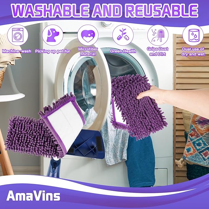 2 Pack Pet System Microfiber Sweeping Pad for Bona Mops, Reusable Pet Replacement Mop Pad for Multi-Surface Floors, 18 Inch Washable Cleaning & Dusting Pads, Attracts & Picks Up Pet Hair