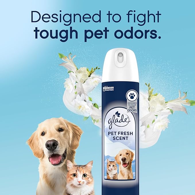 Glade Air Freshener Room Spray, Pet Fresh Scent, Odor Fighting to Deliver Long Lasting Freshness, 8 Oz, 6 Count