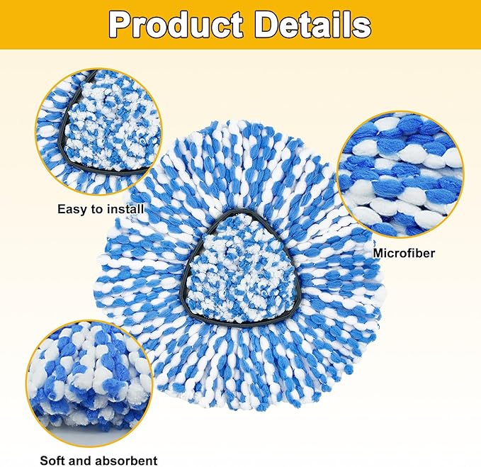 4Pack Mop Replacement Head for O Cedar RinseClean 2 Tank System,1 Pack Mop Replacement Base for O-Cedar,Spin Microfiber Mop Refills for Cleaning All Floors