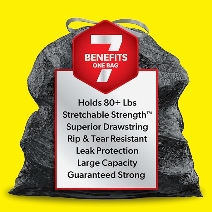 Glad Large 30 Gallon Trash Bags, Unscented Heavy Duty Garbage Bags, Forceflex with Drawstring, 68 Count (Packaging May Vary)
