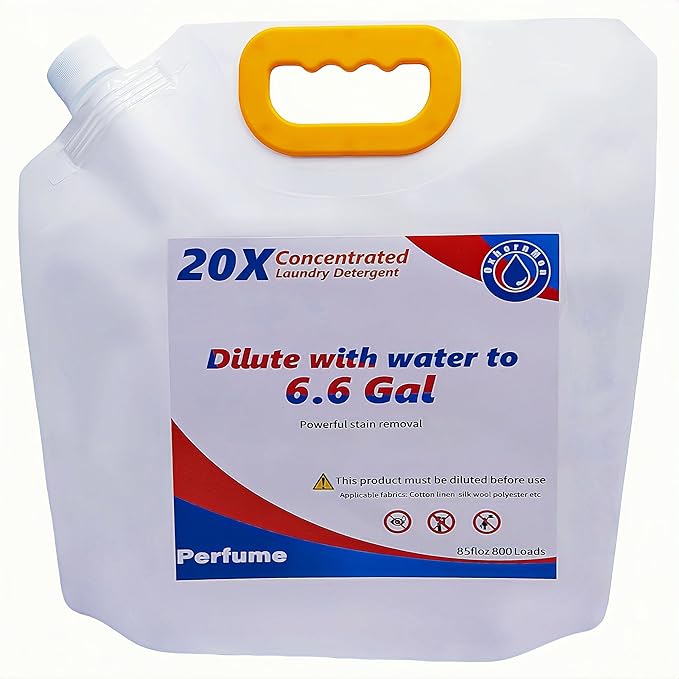 bulk Laundry Detergent Refill,20X Concentrated, Makes 6.6 Gal (800 Loads) - Ultra Stain Fighter, HE Compatible, Low Cost per Load for Home & Commercial Use