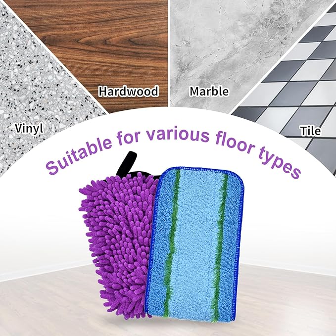 6 Pack Pet System Microfiber Sweeping Pad for Bona Mops, Microfiber Cleaning Pad for Hardwood Floors Dry Wet Cleaning - Attracts and Picks Up Pet Hair - Includes 3 Sweeping Pads and 3 Deep Clean Pad