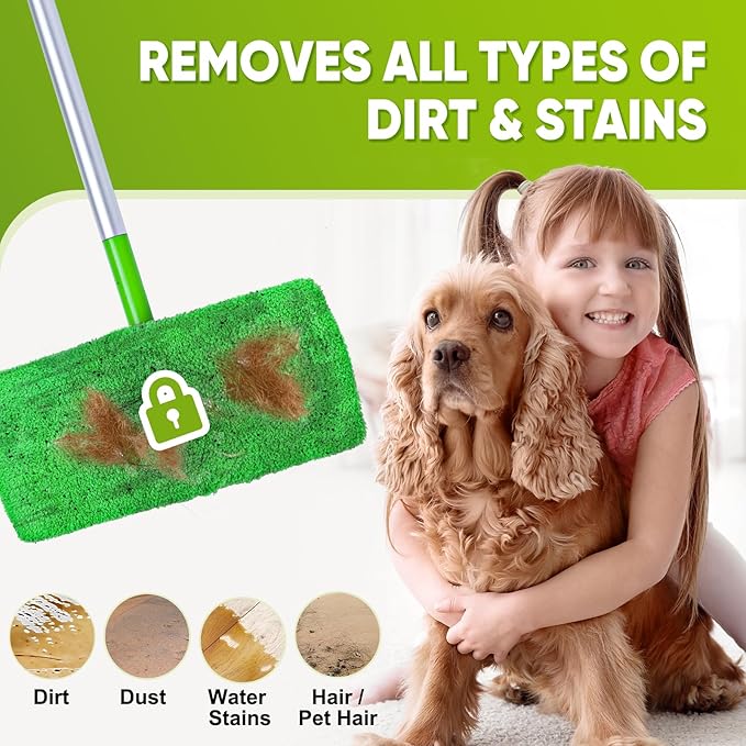 6-Pack Reusable Microfiber Mop Pads Compatible with Swiffer Sweeper, Dry & Wet Sweeping Cloths - Washable Wet Pads Refill for Multi-Surface/Hardwood Floor Cleaning