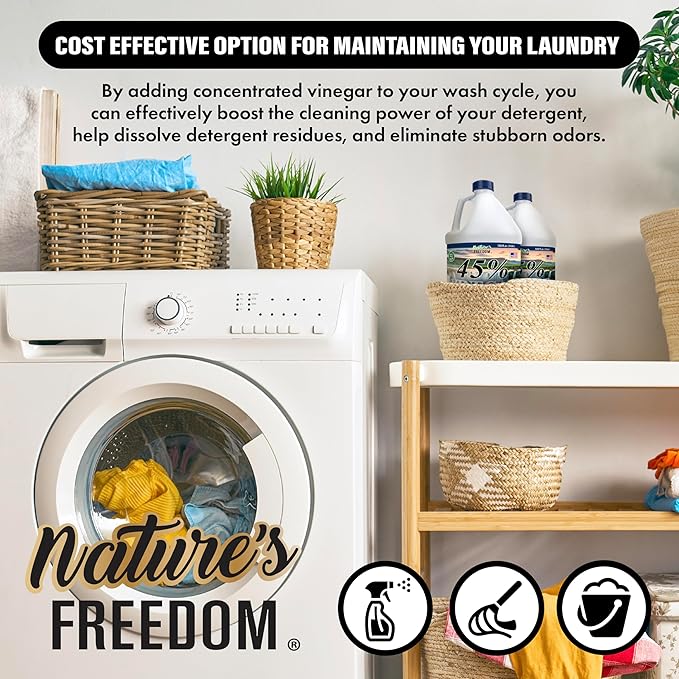 Nature's Freedom 45% Concentrated Vinegar, 4 Gallons - Dilutes to 36 Gallons - 9x Strength Multi-Purpose Solution