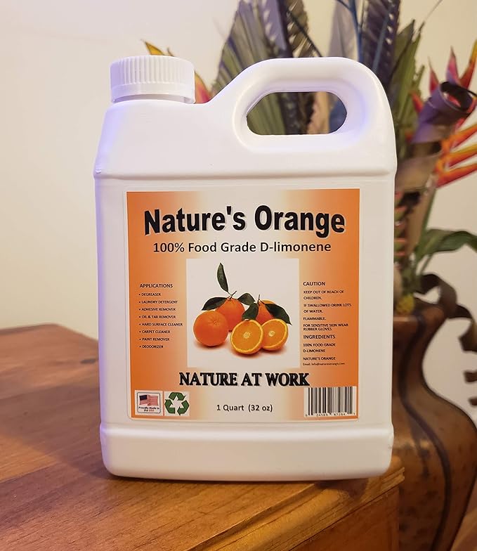 Nature's Orange 100% Pure Food Grade D-Limonene (Orange Oil Limonene Extract. Citrus Cleaner, Degreaser, and Deodorizer) 32 Fl. oz