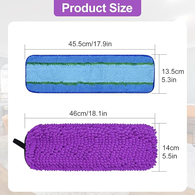 6 Pack Pet System Microfiber Sweeping Pad for Bona Mops, Microfiber Cleaning Pad for Hardwood Floors Dry Wet Cleaning - Attracts and Picks Up Pet Hair - Includes 3 Sweeping Pads and 3 Deep Clean Pad