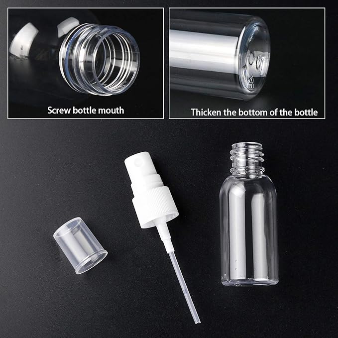 TRENDBOX 12 Pack Empty Transparent Plastic Fine Mist Spray Bottle 30 ml (1 oz)