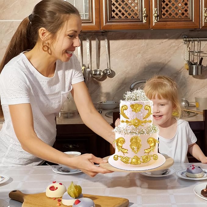 3Pcs Baroque Embossed Cake Decorating Mold, Silicone Flower Fondant Molds Cake Border Fondant Molds for Chocolate Candy Mousse Butter Biscuit Marzipan Sugar Craft Cakes 7.7 * 4.7 * 0.35 Inch