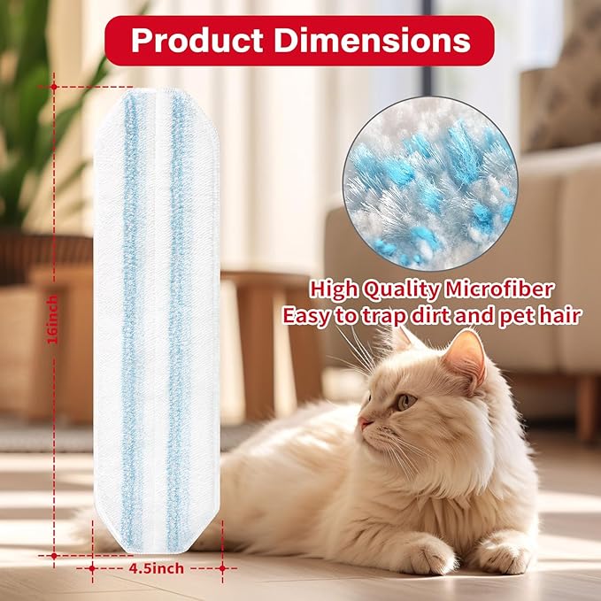 3 Pack Mop Pads Refills, Microfiber Reusable Replacement Mop Pads Flat Replacements Heads for Wet Or Dry Floor Cleaning