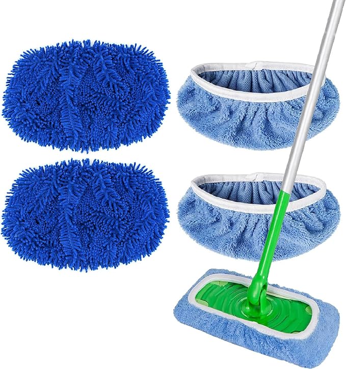 Reusable Microfiber Mop Pads Washable Wet Pads Compatible with Swiffer Sweeper Refills Pads for Wet & Dry Sweeping Cloths Mop Head Replacement for Household Cleaning