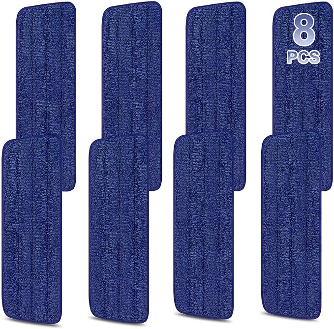8 Pack 16.5 inch Reusable Mop Pads Microfiber Spray Mop Replacement Heads for Wet/Dry Mops Compatible with Bona Floor Care System