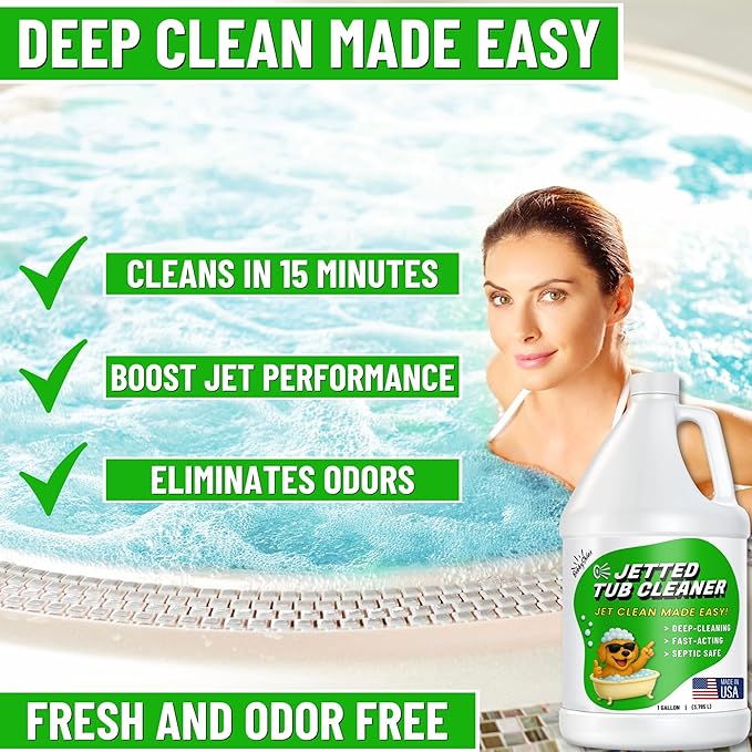Jetted Tub Cleaner For Bathtub Jets - Fast Acting, For The Jets And The Tubes, Best Spa Cleaner Chemical For Whirlpool & Jacuzzi Tubs, Pro Grade Heavy Duty, Made In USA, 1 Gallon