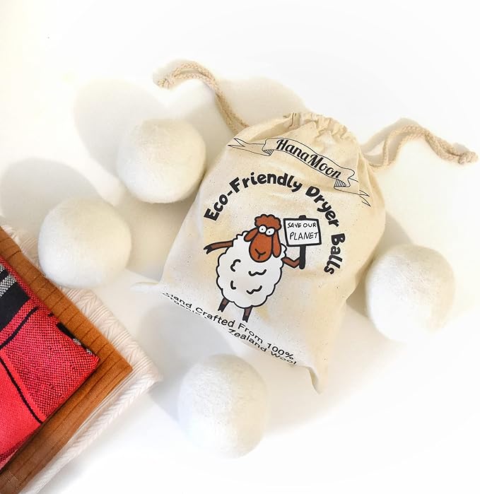 Wool Tumble Dryer Balls– Eco-Friendly Organic Fabric Softener, Reduce Wrinkles & Drying Time, Save Energy, Reusable, Handmade, 100% New Zealand Wool, Baby Safe, Unscented, XL Size (Pack of 4)