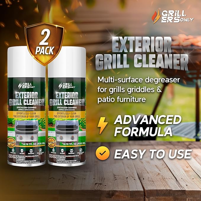 2-Pack Exterior Grill & Outdoor Cleaner Spray 14.8 fl oz | Multi-Surface Degreaser for Grills Griddles & Patio Furniture