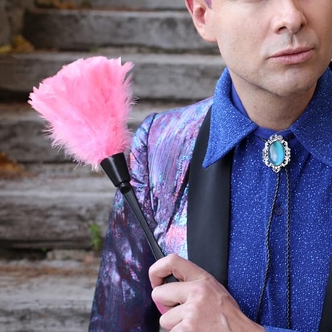 14 Inch Turkey Feather Duster – Lightweight Cleaning Brush for Home, Office, Furniture, Blinds, and Electronics（Pink）