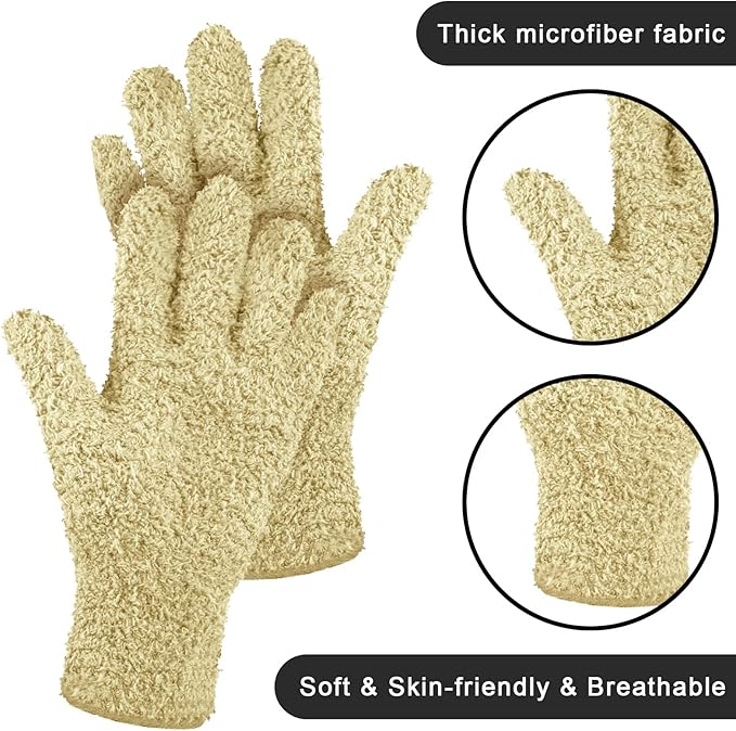 Patelai 3 Pairs Microfiber Plant Dusting Gloves Leaf Cleaning Gloves for Indoor Plants, Blinds, Furniture, House(Large,Pink, Nude, Light Purple)