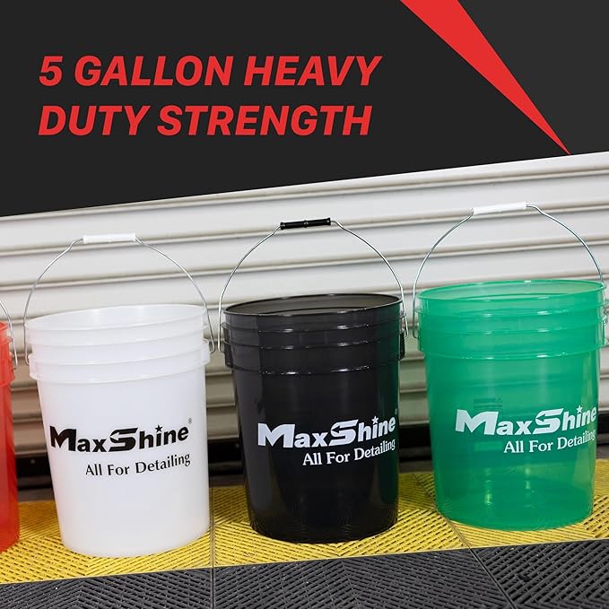 Maxshine 5gal Universal Detailing Bucket – Car Wash Bucket for Scratch-Free Washing, Garage Storage & Detailing Tools – Holds Soap, Foam Cannon, Microfiber Towels & More
