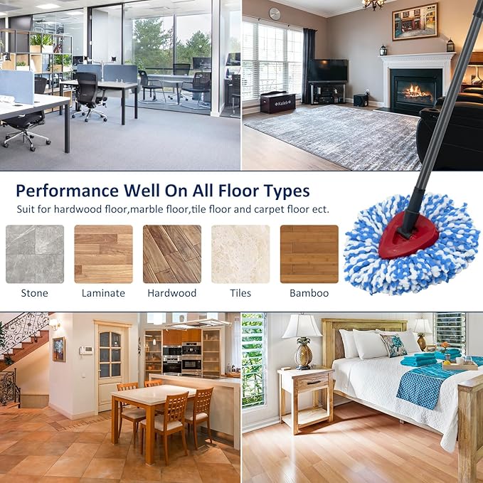 Spin Mop Head Replacements Compatible with Ocedar RinseClean 2 Tank System,Mop Head Refill Replacement for O-cedar 2 Tank System - Easy to Replace,100% Microfiber, All Hard-surfaced Floor Clean 3 Pack