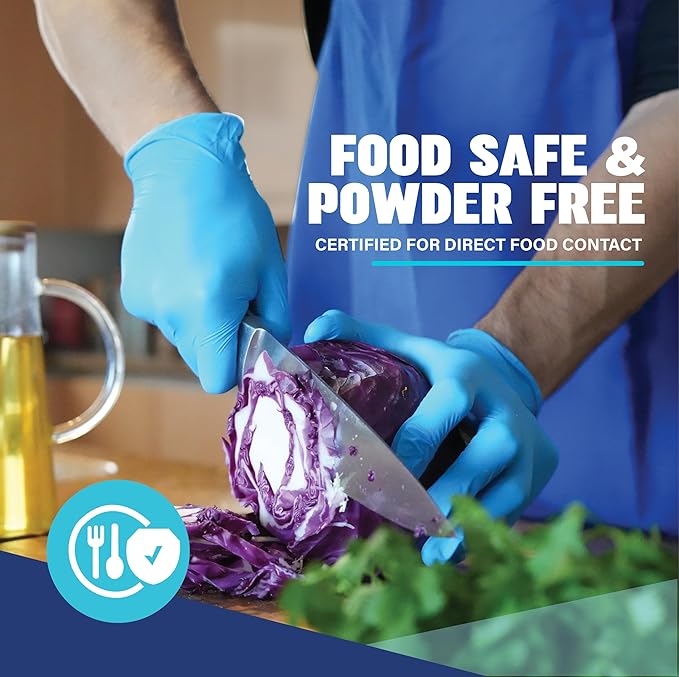 Synsafe 4 Mil - Blue Nitrile Exam Gloves –Disposable Latex Free & Powder Free – Extra Strong, Rubber Gloves