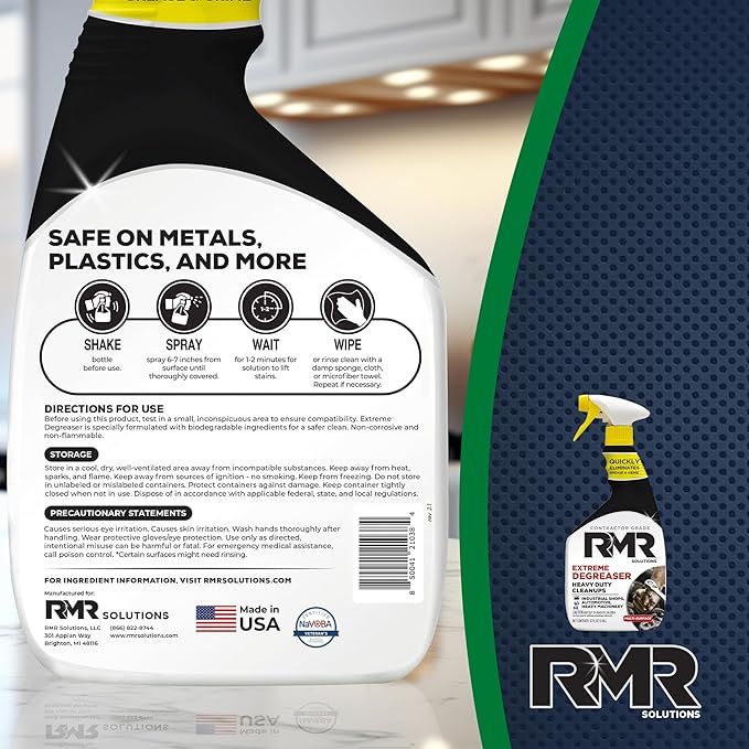 RMR Extreme Degreaser and Cleaner - Advanced Indoor/Outdoor Formula for Heavy-Duty Commercial, Residential, Automotive, and Equipment Cleaning, 32 Ounces Makes up to 4 Gallons