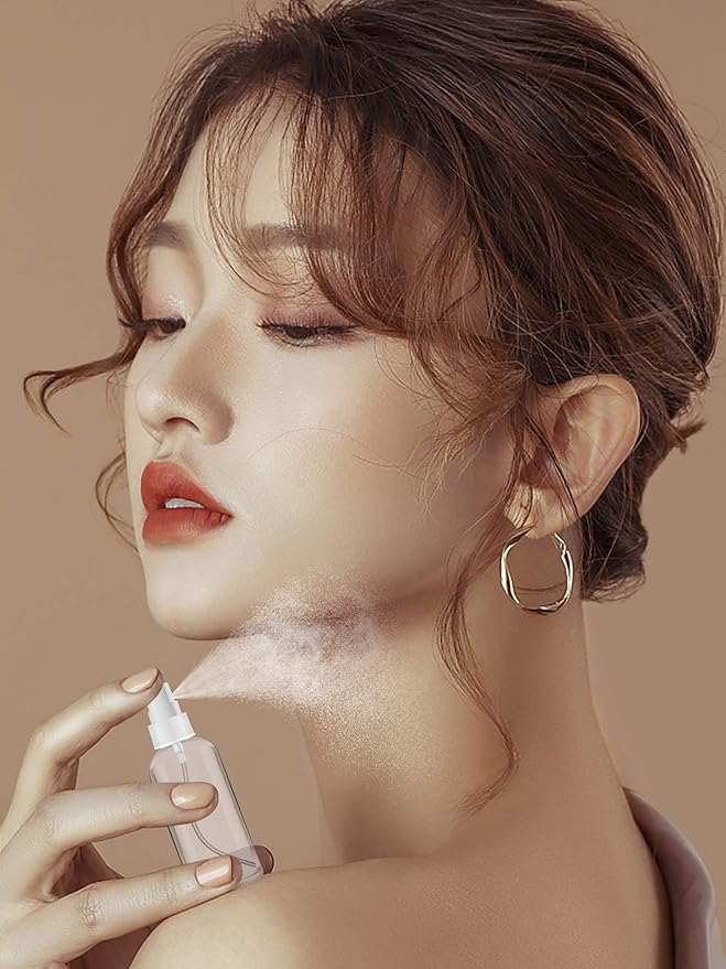 ZEROFIRE 4 Pack Spray Bottles 1oz Clear Plastic Empty Refillable Mini Spritzer for Travel, Cleaning, Gardening, Skin Care Atomizer for Essential Oils, Perfume