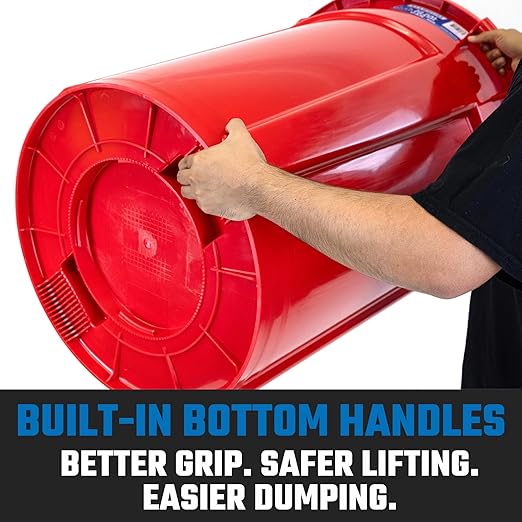 Magnum 55 Gallon Trash Can, High-Vis Red, Construction Grade, Heavy Duty Plastic, Jobsite Ready for Handling and Holding Garbage CMTC-C000-55R02 (2 Pack)