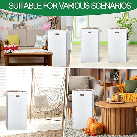 Nosiny 20 Pcs 50 Gallon Disposable and Reusable Corrugated Cardboard Trash Cans for Events, Recycling Bins Bulk with Trash Bags,Cardboard Garbage Boxes for Parties,18" x 18" x 36" (White)