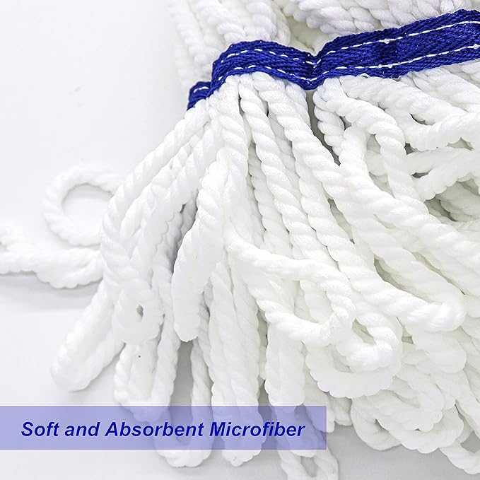 One Mop Handle With Two Microfiber Heads (1 Handle & 2 Heads) Blue