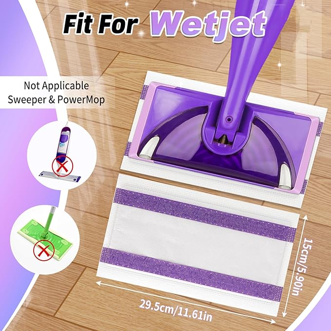 60 Count Mopping Pad for Wet Jet Mop Disposable Wetjet Pads Refills Replacement for Wet Pads Refill Compatible with Wet Jet Pads Thickness & Absorbent for Household Multi-Surface