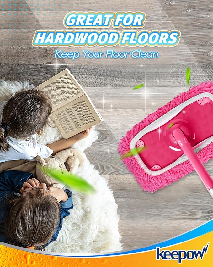 Reusable Microfiber Mop Pads Compatible with Swiffer Sweeper- 2 Pack Dry Sweeping Cloths & Wet Mopping Cloths - Washable Wet Pads Refill for Mopping Floors (Mop is not Included)