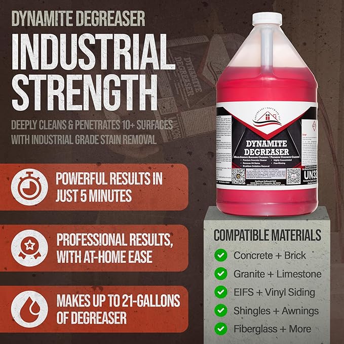 Dynamite Degreaser - Commercial Grade Degreaser for Oil Stain Removal, Concrete Dumpster Pads, Gas Station Cleaning (5)